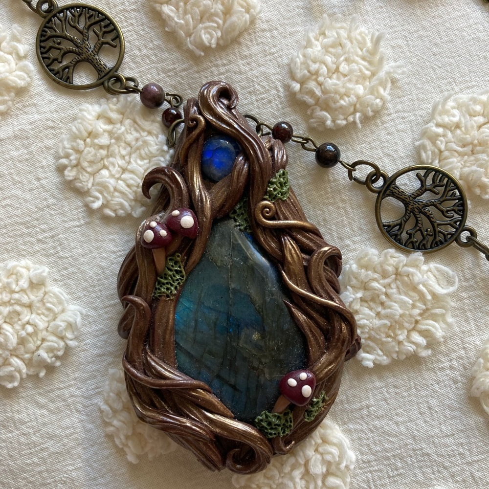 Whimsical Handmade Labradorite Tree of Life Necklace – made by Mothmagick - Picture 2 of 10